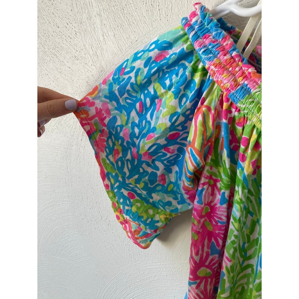 EUC Lilly Pulitzer Almeria Lovers Coral Stretch Off the Shoulder Top Bright XS - Picture 4 of 13